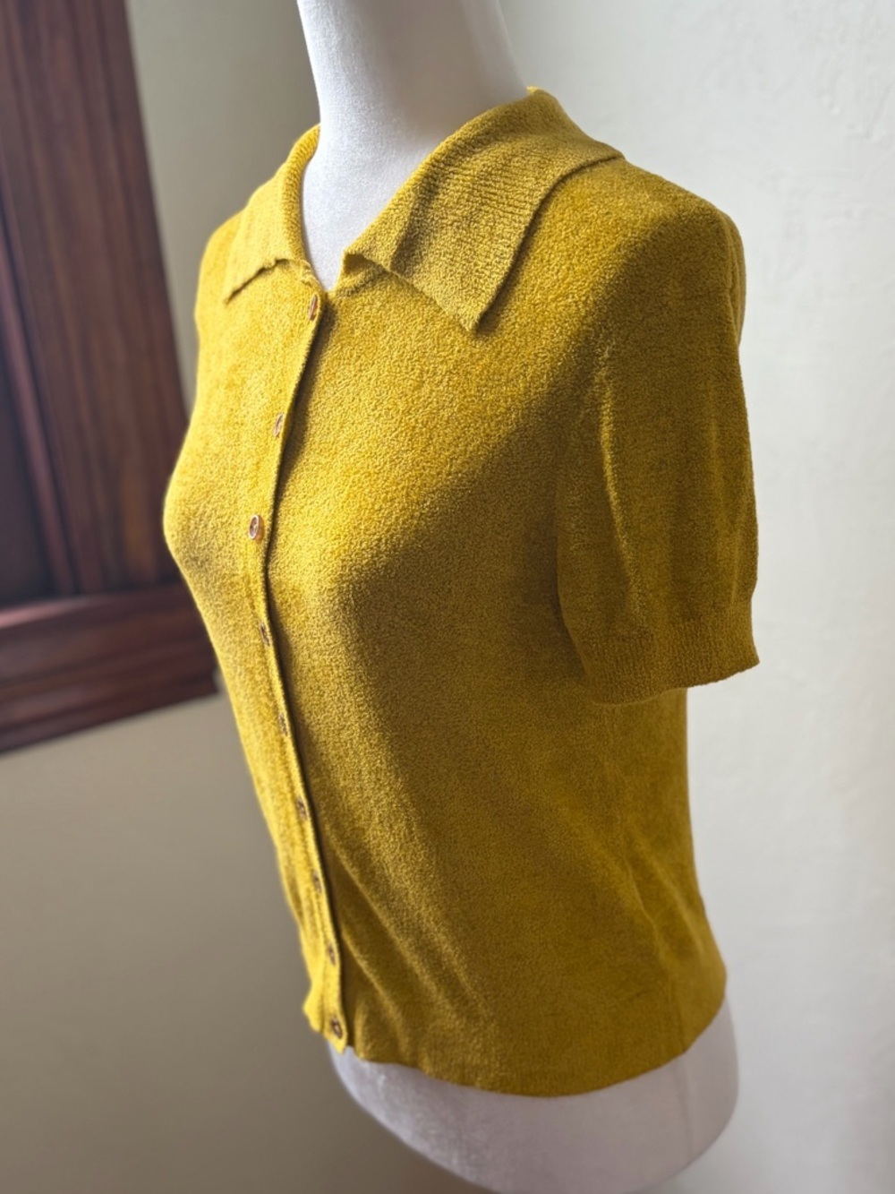 Urban Outfitters Adeline Mustard Yellow Knit Button Front Cardigan Top SP NWT - Picture 5 of 9